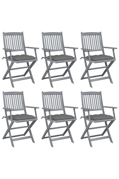 Concept Πτυσσόμενες καρέκλες εξωτερικού χώρου, με μαξιλάρια, 6 τεμ., από μασί...