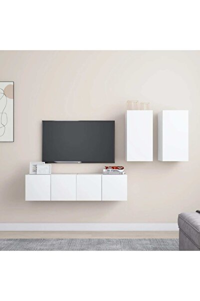 Concept Set dulapuri TV, 4 piese, alb, PAL