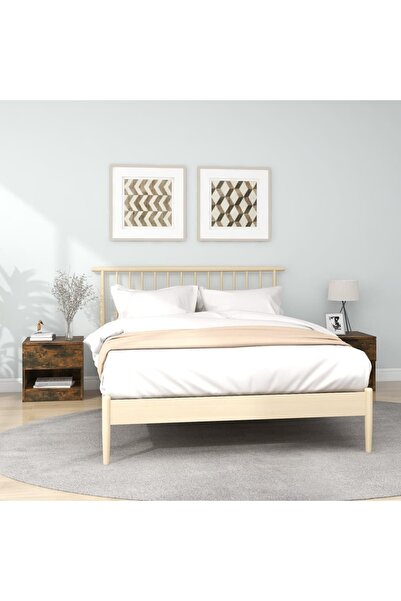 Concept Noptiere de perete, 2 buc., stejar fumuriu, lemn prelucrat