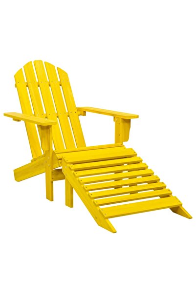 Concept Καρέκλα κήπου Adirondack με κίτρινο οθωμανικό από μασίφ ξύλο ελάτης