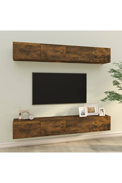 Concept Επιτοίχια ντουλάπια τηλεόρασης, 4 τεμ., καπνιστή δρυς, 100x30x30 εκ.