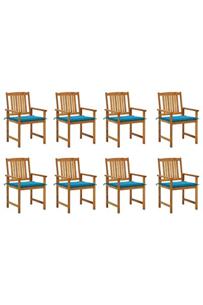 Concept Καρέκλες κήπου με μαξιλάρια, 8 τεμ., από μασίφ ξύλο ακακίας