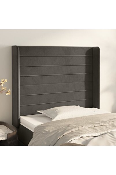 Concept Tăblie de pat cu aripioare gri închis 83x16x118/128 cm catifea