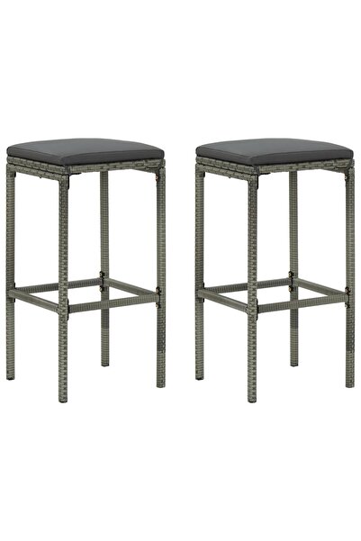 Concept Σκαμπό μπαρ με μαξιλάρια, 2 τεμ., γκρι, πολυρατάν