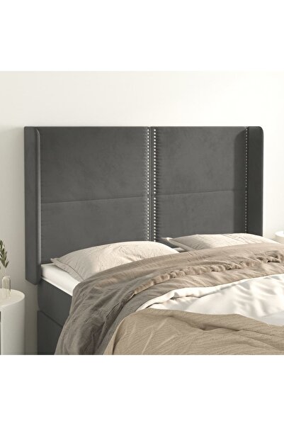 Concept Tăblie de pat cu aripioare gri închis 147x16x118/128 cm catifea