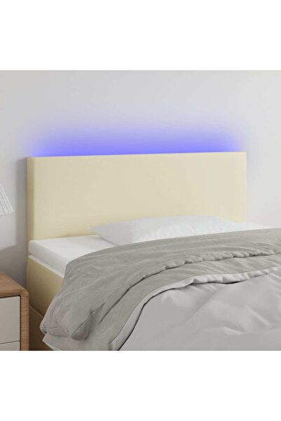 Concept Tăblie de pat cu LED, crem, 100x5x78/88 cm, piele ecologică