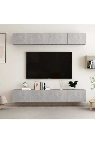 Concept Comode TV, 4 buc., gri beton, 100x30x30 cm, PAL