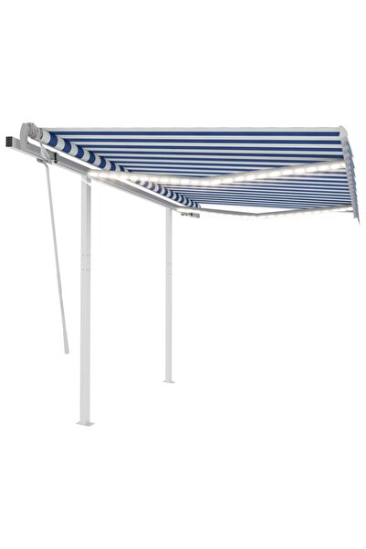 Concept Copertină retractabilă manual cu LED, albastru & alb 3,5x2,5 m