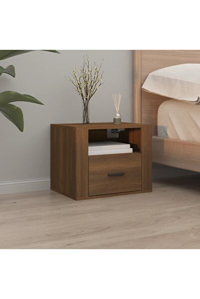 Concept Επιτοίχιο κομοδίνο, καφέ δρυς, 50x36x40 εκ.