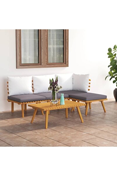 Concept Set mobilier de grădină cu perne, 5 piese, lemn masiv acacia