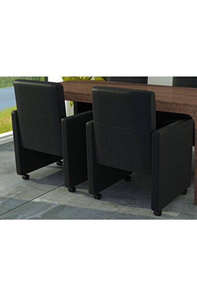 Concept Καρέκλες κουζίνας, 2 τεμ., μαύρες, οικολογικό Δερμάτινο