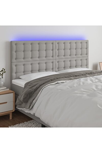 Concept Tăblie de pat cu LED, gri deschis, 180x5x118/128 cm, textil