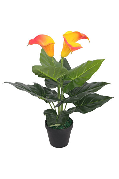 Concept Floare de crin cală artificială cu vază, 45 cm, roșu și galben