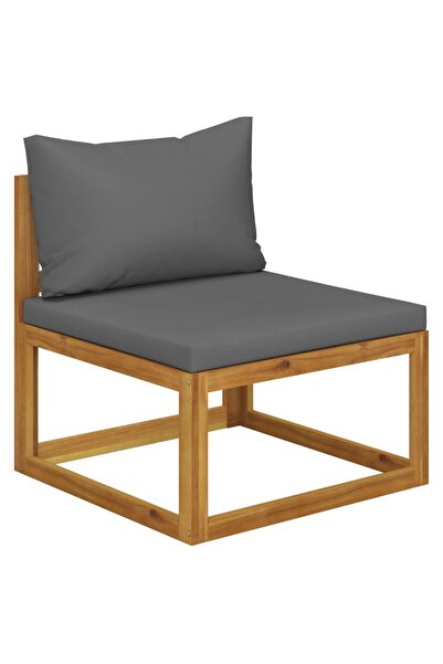 Concept Canapea de mijloc modulară, pernă gri închis, lemn masiv acacia