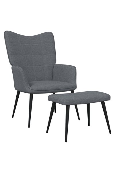 Concept Πολυθρόνα με σκαμπό, σκούρο γκρι, ύφασμα