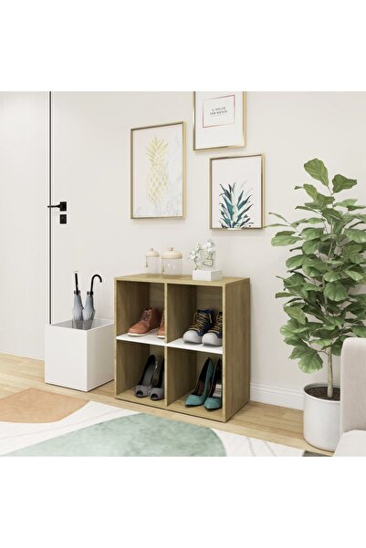 Concept Pantofar de hol, alb și stejar sonoma, 105x35,5x70 cm, PAL