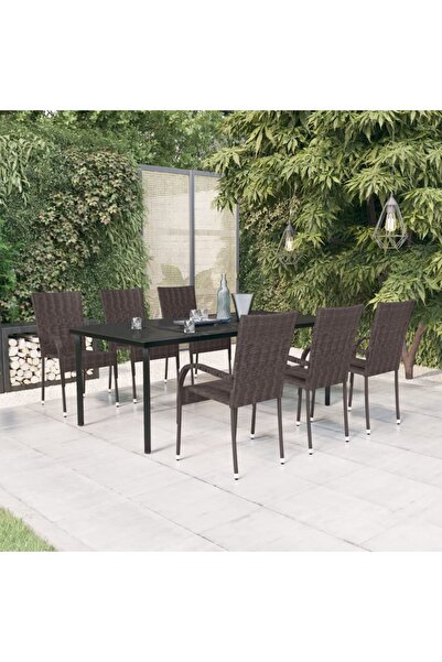 Concept Σετ επίπλων κήπου, 7 τεμάχια, καφέ και μαύρο