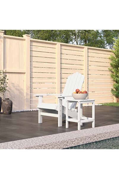 Concept Adirondack garden chair with table, white, HDPE