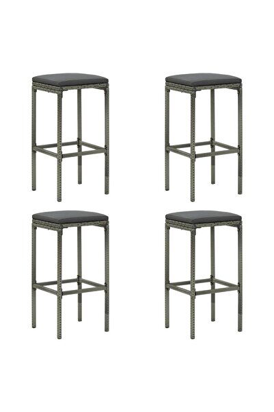 Concept Scaune de bar cu perne, 4 buc., gri, poliratan