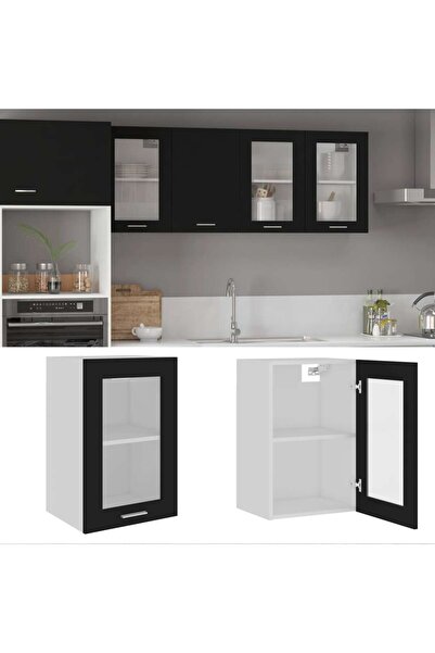 Concept Γυάλινο ντουλάπι τοίχου, μαύρο, 40 x 31 x 60 cm, μοριοσανίδα