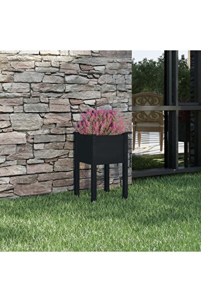 Concept Γλάστρα κήπου, μαύρη, 40x40x70 cm, από μασίφ ξύλο πεύκου