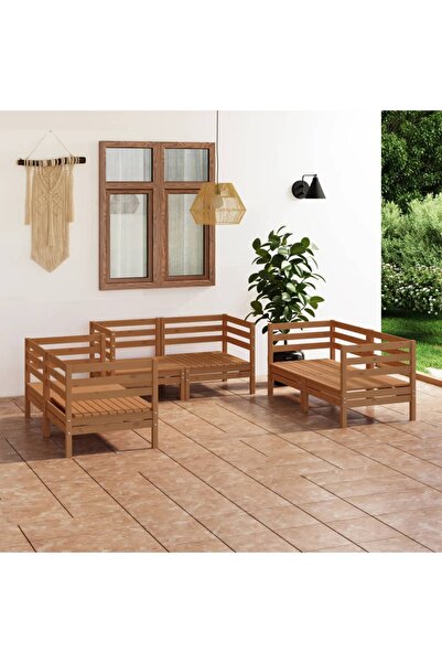 Concept Set mobilier de grădină, 6 piese, maro miere, lemn masiv de pin