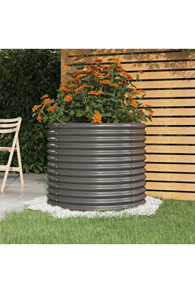Concept Γκρι γλάστρα κήπου 80x80x68 cm ηλεκτροστατικά βαμμένη από χάλυβα