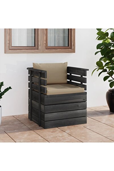 Concept Πολυθρόνα κήπου με μαξιλάρια, από ξύλο πεύκου