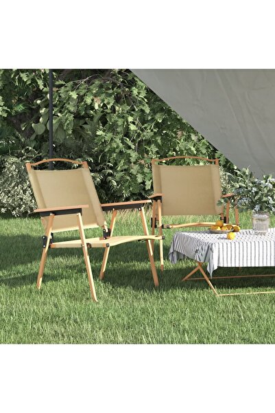 Concept Scaune de camping, 2 buc., bej, 54x55x78 cm, țesătură Oxford