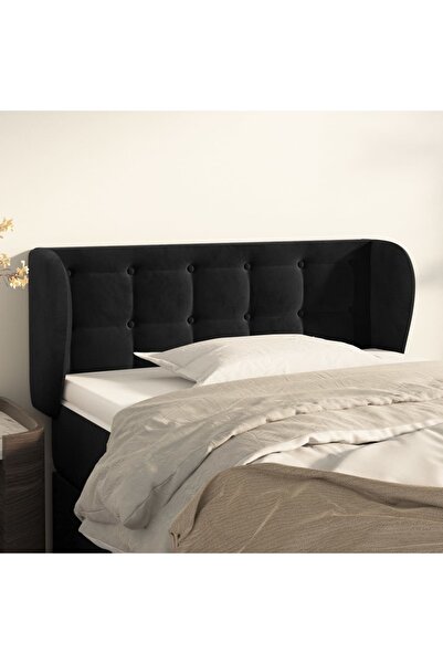 Concept Tăblie de pat cu aripioare negru 103x23x78/88 cm catifea