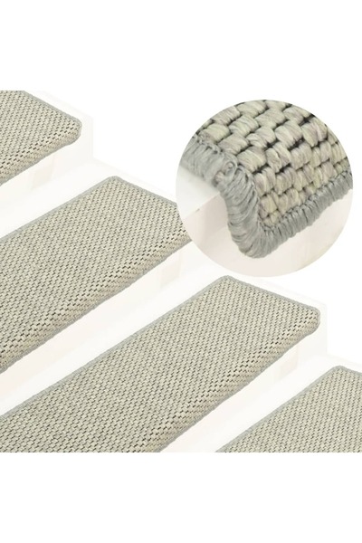 Concept Covorașe scări autoadezive, 15 buc. gri 65x25 cm, sisal