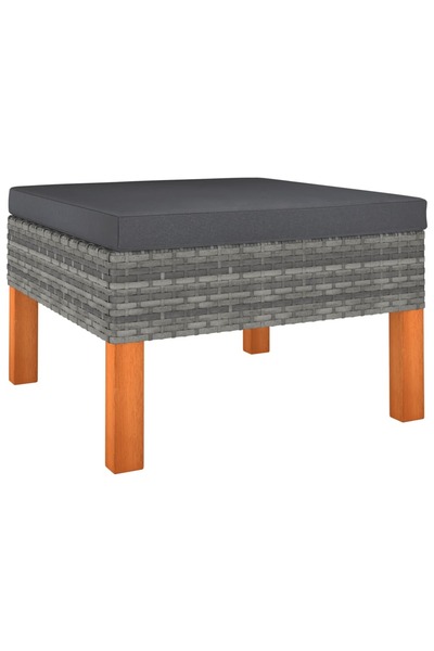 Concept Taburet pentru picioare, poliratan și lemn masiv de eucalipt