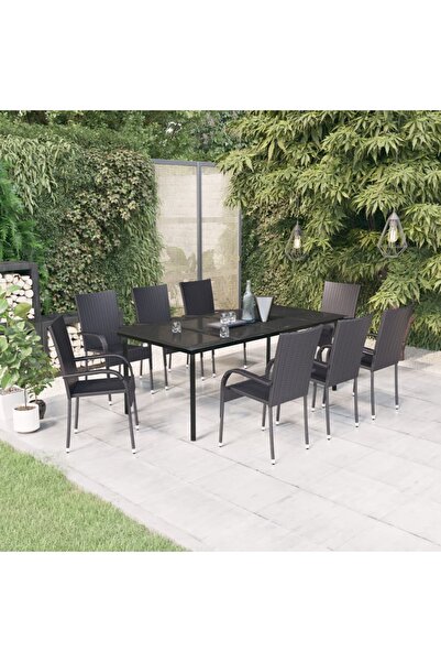 Concept Set mobilier de grădină, 9 piese, negru