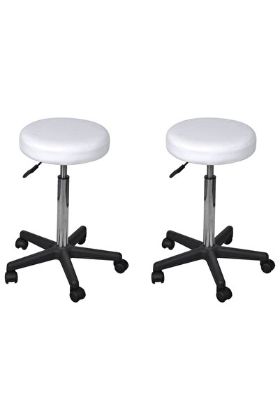 Concept Taburete de birou, 2 buc., alb, 35,5x98 cm, piele ecologică