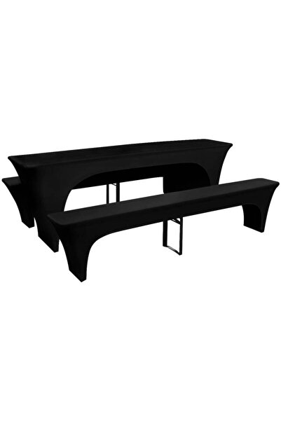Concept Set huse pentru masa de bere și băncuțe, 220x70x80 cm, negru, 3 buc.