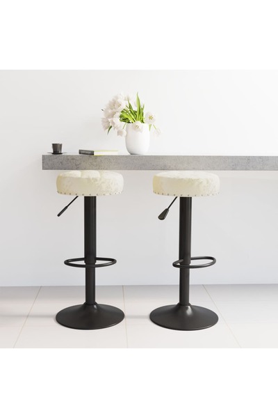 Concept Scaune de bar, 2 buc., crem, catifea