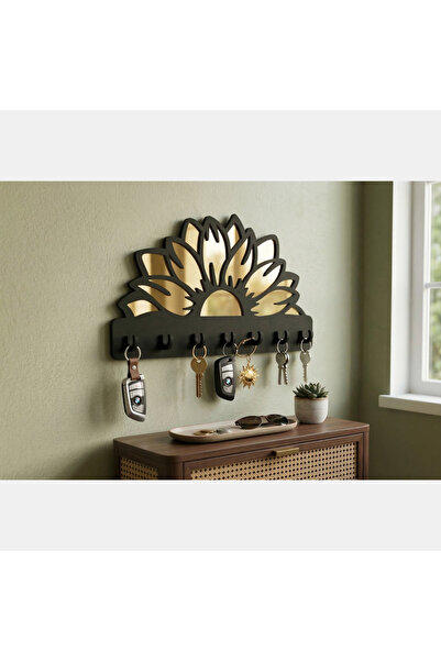Vera Atolye Ayçiçeği Tasarım Anahtarlık Askısı - 7 Kancalı MDF & Pleksi Duvar...