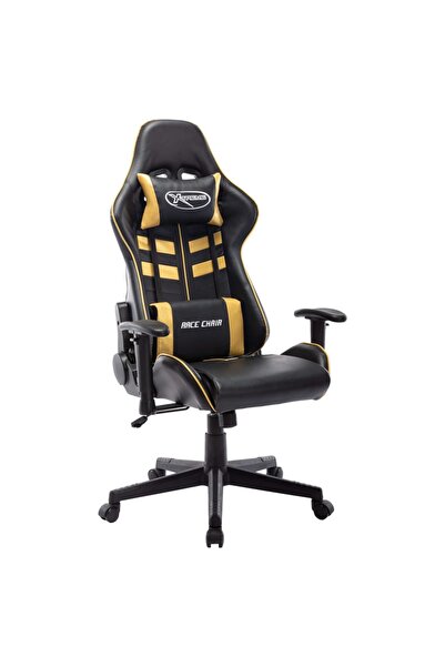 Concept Καρέκλα gaming, μαύρη και χρυσή, οικολογικό Δερμάτινο