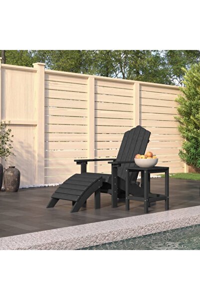 Concept Adirondack garden chair with table and stool, anthracite, HDPE