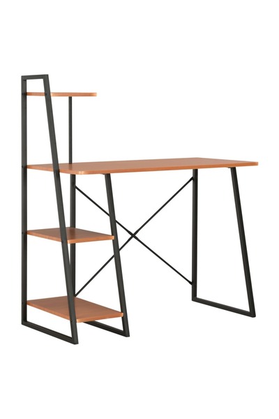 Concept Γραφείο με ράφια, μαύρο και καφέ, 102 x 50 x 117 εκ.