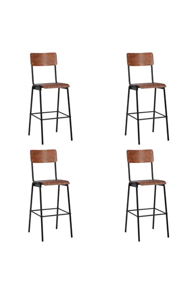 Concept Σκαμπό μπαρ, 4 τεμ., μασίφ κόντρα πλακέ, χάλυβας