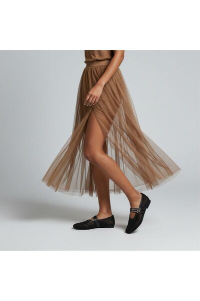 NE&VE SHOES Siyah Transparan File İki Tokalı Kapsül Detaylı Kadın Yuvarlak Bu...