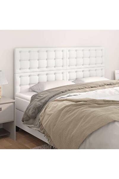 Concept Κομοδίνα, 4 τεμ., λευκά, 100x5x78/88 cm, οικολογικό Δερμάτινο