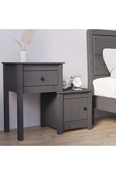 Concept Κομοδίνο, γκρι, 79,5x38x65,5 cm, μασίφ ξύλο πεύκου