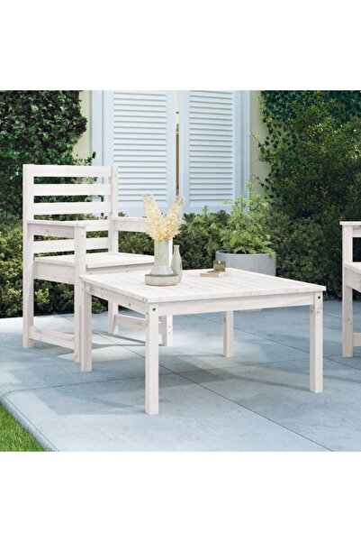 Concept Τραπέζι κήπου, λευκό, 82,5x82,5x45 cm, μασίφ ξύλο πεύκου