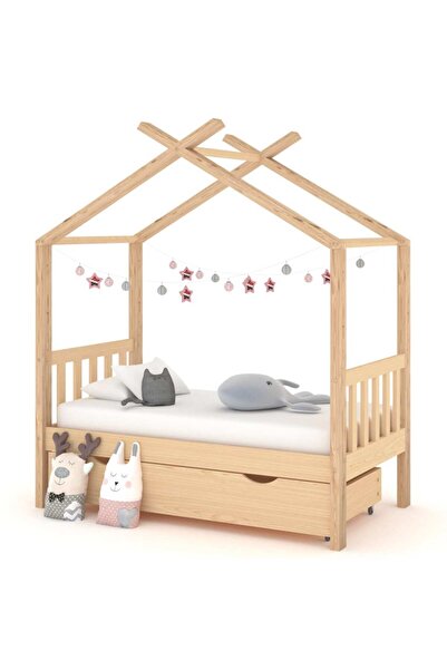 Concept Cadru pat de copii, cu un sertar, 70x140 cm, lemn masiv de pin