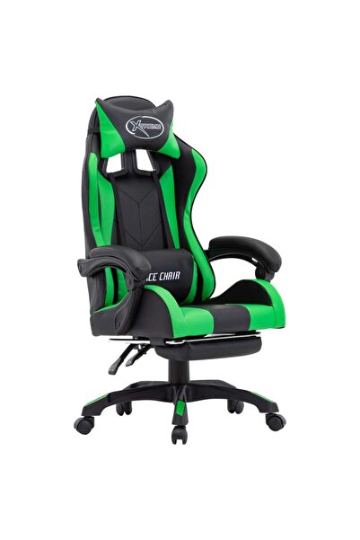 Concept Scaun de racing suport picioare verde/negru piele ecologică