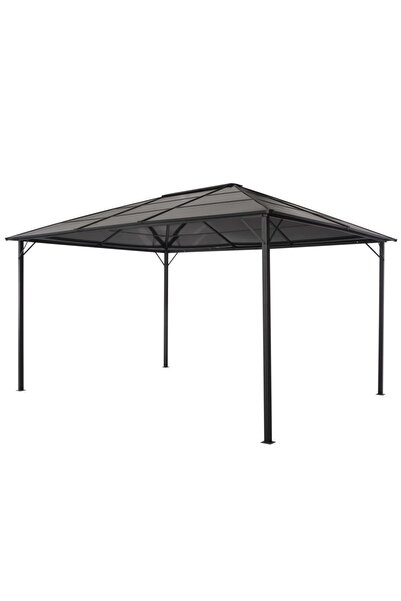Concept Pavilion cu acoperiș, negru, 4 x 3 x 2,6 m, aluminiu