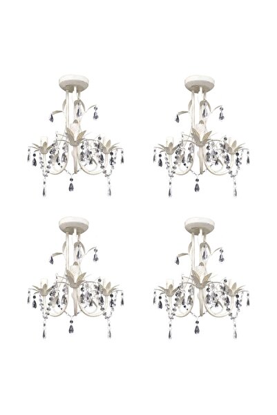 Concept Elegant white crystal ceiling chandeliers 4 pcs.