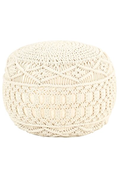 Concept Ръчно изработен пуф от макраме, 45 x 30 см, памук
